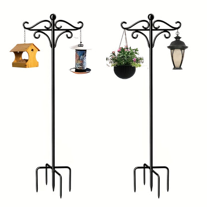 Shepherd Hook Bird Feeder Pole 78-inch, Adjustable 5-Prong Base, Heavy Duty Garden Hook for Hanging Bird Feeders, Plant Baskets, Lanterns & Outdoor Decor