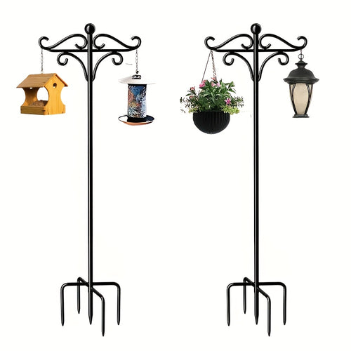 Shepherd Hook Bird Feeder Pole 78-inch, Adjustable 5-Prong Base, Heavy Duty Garden Hook for Hanging Bird Feeders, Plant Baskets, Lanterns & Outdoor Decor