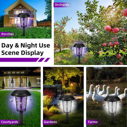 Solar Bug Zapper Outdoor Stake Light – IP44 Waterproof Solar Powered Mosquito Killer Lamp for Yard, Garden, Patio & Pathway – 2 or 4 Pack