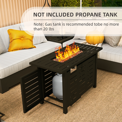 Propane Fire Pit Table Outdoor 50,000 BTU Gas Fire Table with Lid Lava Rocks & Waterproof Cover for Patio Backyard Deck Black Brown 40"/44"