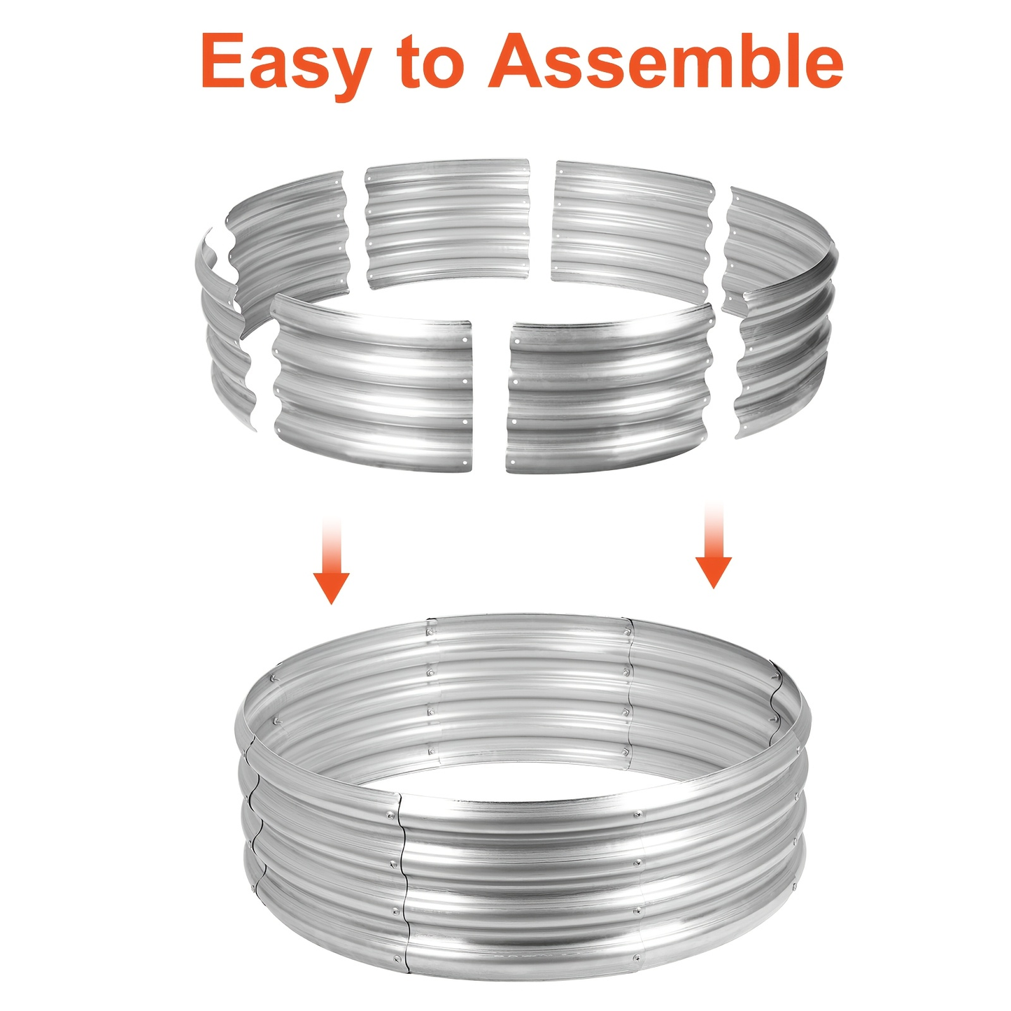 Galvanized Steel Fire Pit Ring Liner for Above Ground Wood Burning, Metal Firepit Insert for Backyard Camping Beach Park Outdoor Patio, 36/48/60 Inch