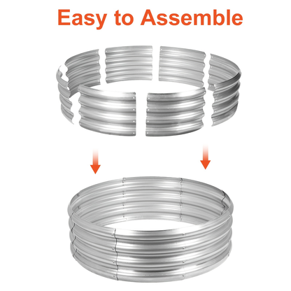 Galvanized Steel Fire Pit Ring Liner for Above Ground Wood Burning, Metal Firepit Insert for Backyard Camping Beach Park Outdoor Patio, 36/48/60 Inch