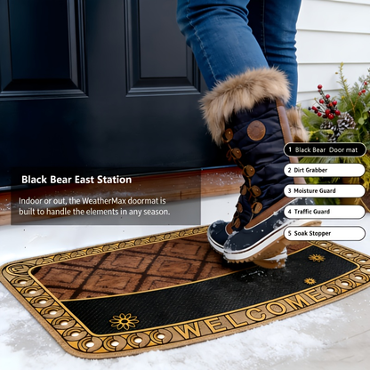 Heavy Duty Outdoor Door Mat Mud Scraper Non-Slip Water Absorbent Rubber Entrance Rug for Front Door Porch Patio Garage Courtyard Indoor Outdoor All Weather