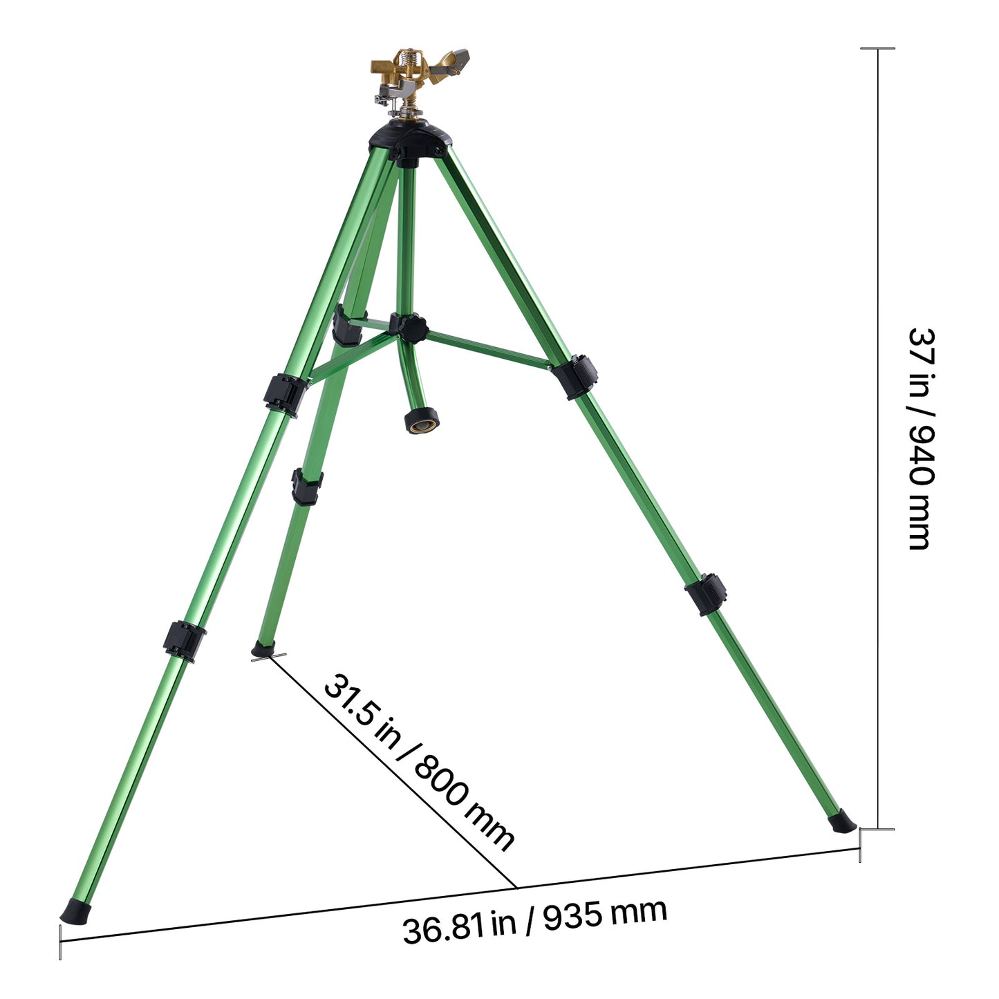Garden Sprinkler Tripod 360° Rotating Brass Head Lawn Irrigation Adjustable Height