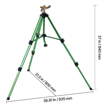 Garden Sprinkler Tripod 360° Rotating Brass Head Lawn Irrigation Adjustable Height