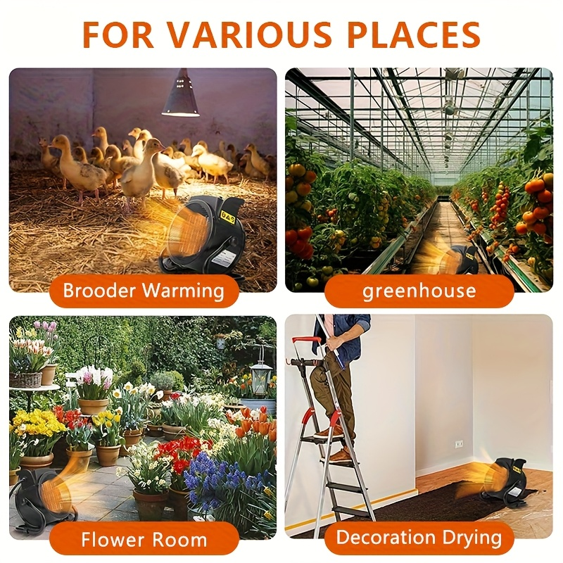 Space Heater | Portable PTC Ceramic Greenhouse Garage Patio Indoor