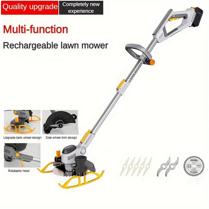 Electric Lawn Mower Cordless 110-240V Lithium-Ion Battery 4A Power with LCD Display Adjustable Cutting Height Easy Start for Small to Medium Yards Various Lawn Types