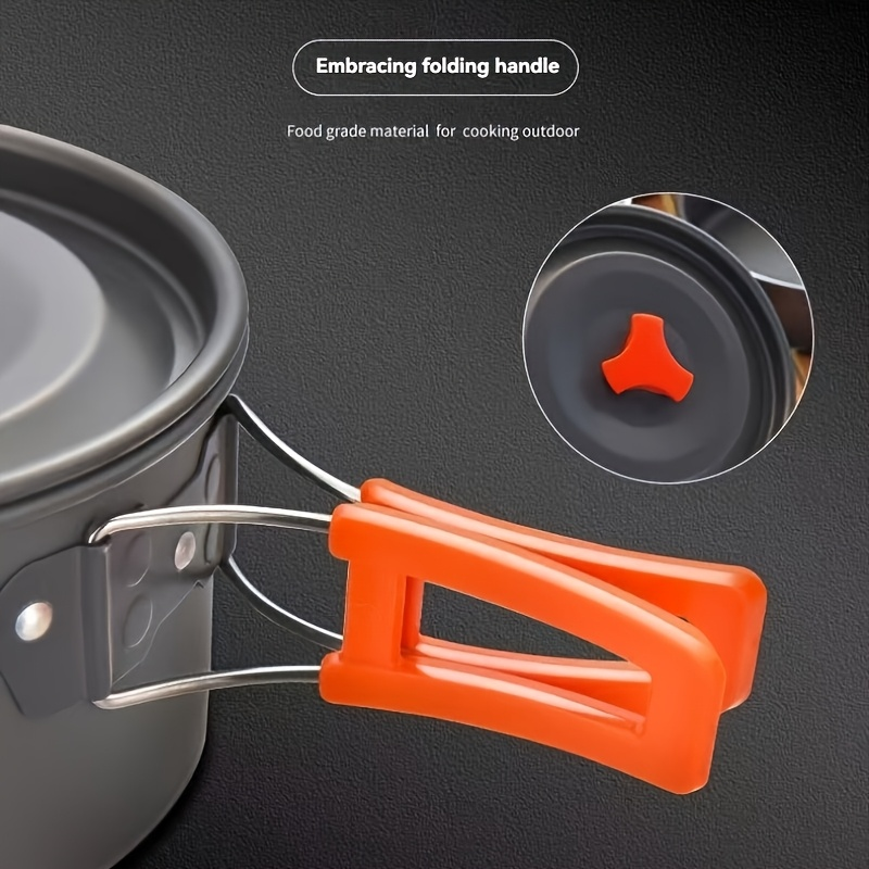 Outdoor Camping Cookware Set | Portable Aluminum Alloy Cooking Pot Pan Kettle Kit | Lightweight Backpacking Hiking Travel Picnic BBQ Gear for Family Camp Kitchen