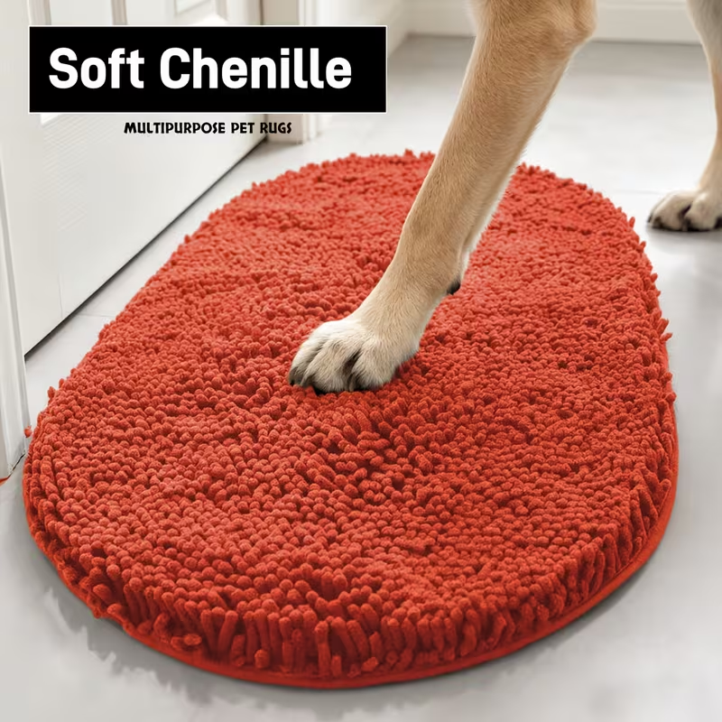 Chenille Dog Door Mat Super Absorbent Muddy Paws Non-Slip Washable Pet Rug Quick Dry Gingham Entryway Mat Indoor Outdoor Multiple Sizes & Colors