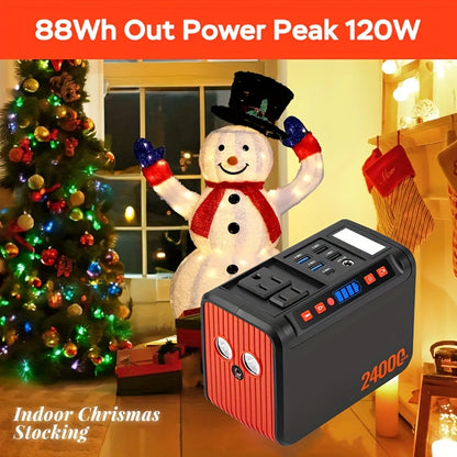 Outdoor Power Bank Portable Power Station 88Wh/222Wh – 100W/250W, 2×110V AC, DC/USB/USB-C, LED Light, Optional 40W Solar Panel for Camping, Hiking & Emergency