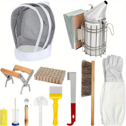 Beekeeping Starter Kit 12PCS Gloves Hive Tool Bee Brush Supplies