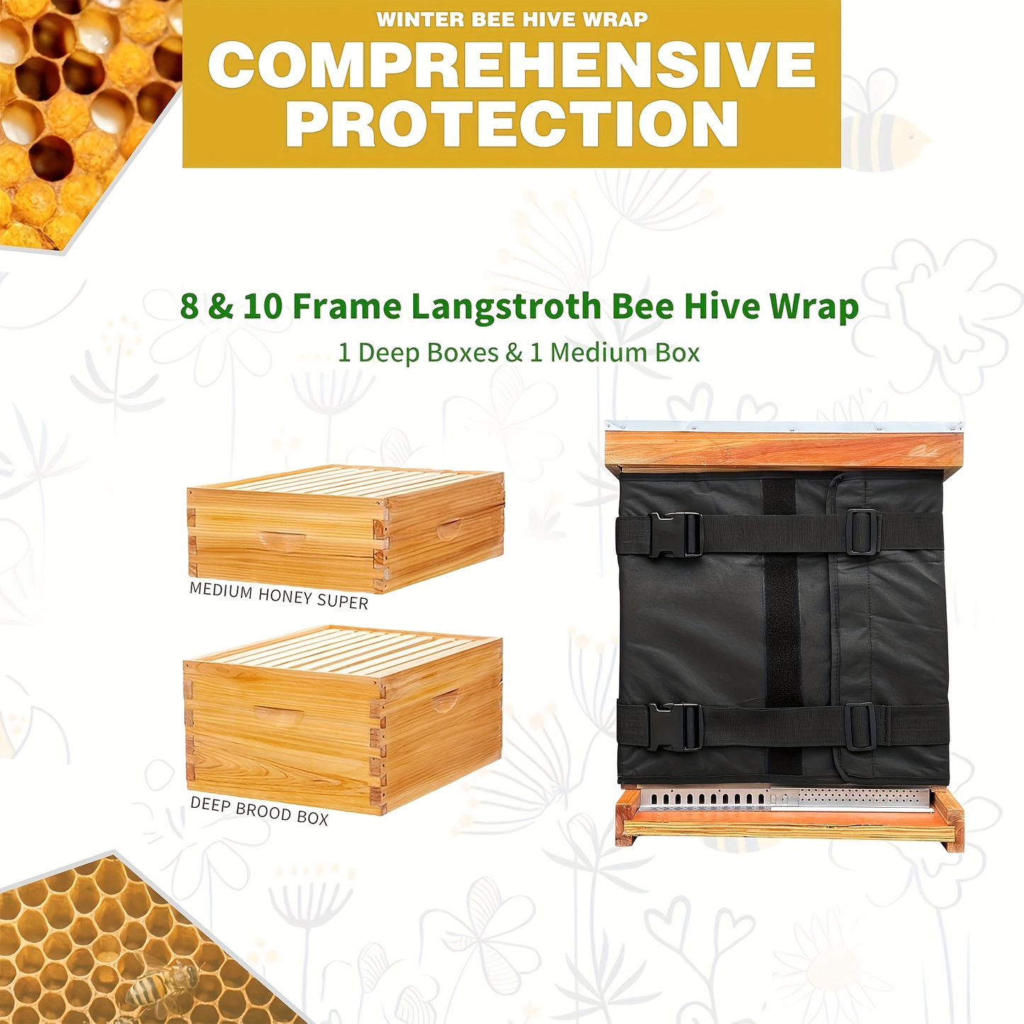 Beehive Insulation Wrap Winter Cover 600D Oxford 8 & 10 Frame