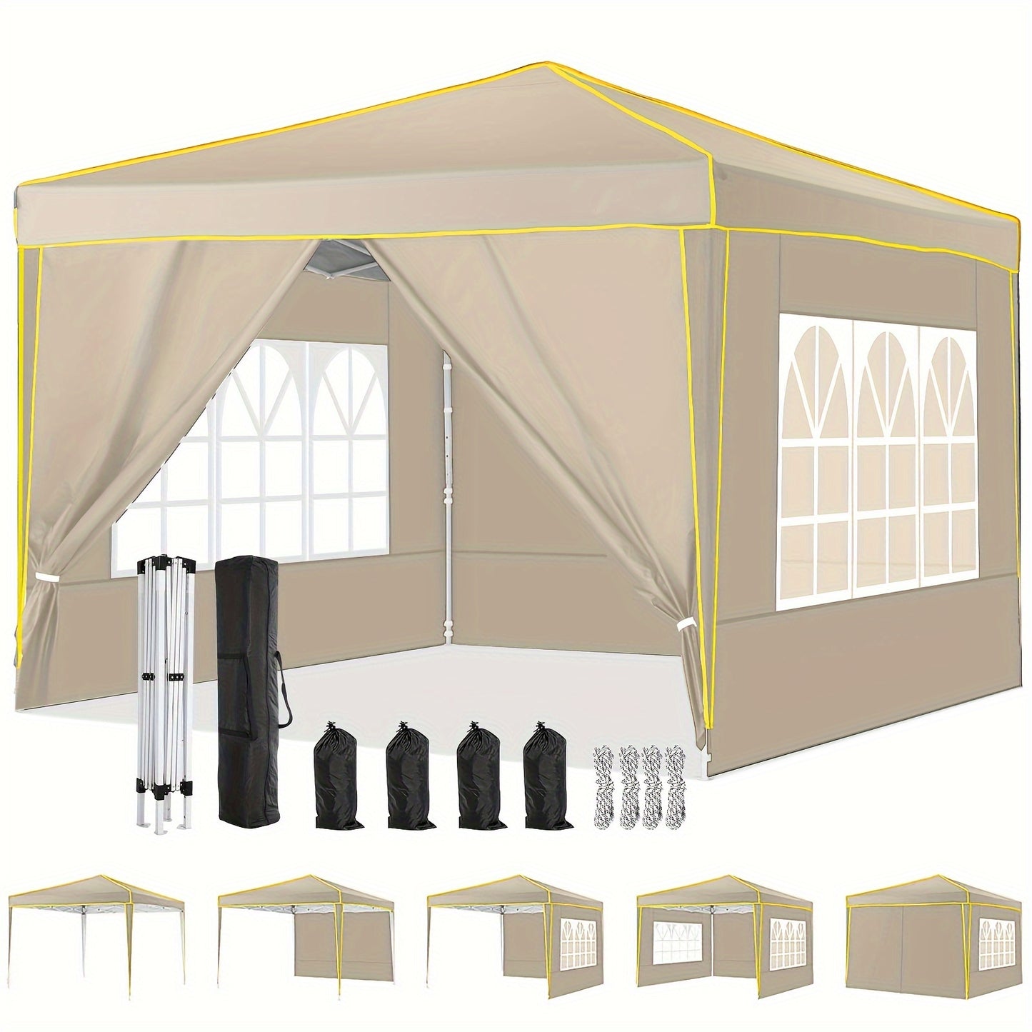 Pop Up Canopy Oxford UV Block Mesh Windows | Beach Camping Party Tent