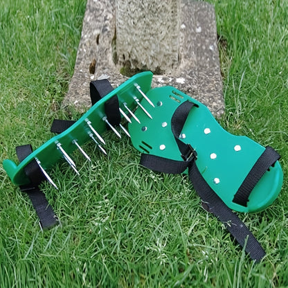 Lawn Aerator Shoes with Iron Spikes - Heavy Duty PP & Galvanized Iron Spike Sandals for Soil Aeration, Grass & Lawn Thatch Loosening, Adjustable Buckle Straps for Garden Yard Patio - 2 Pack