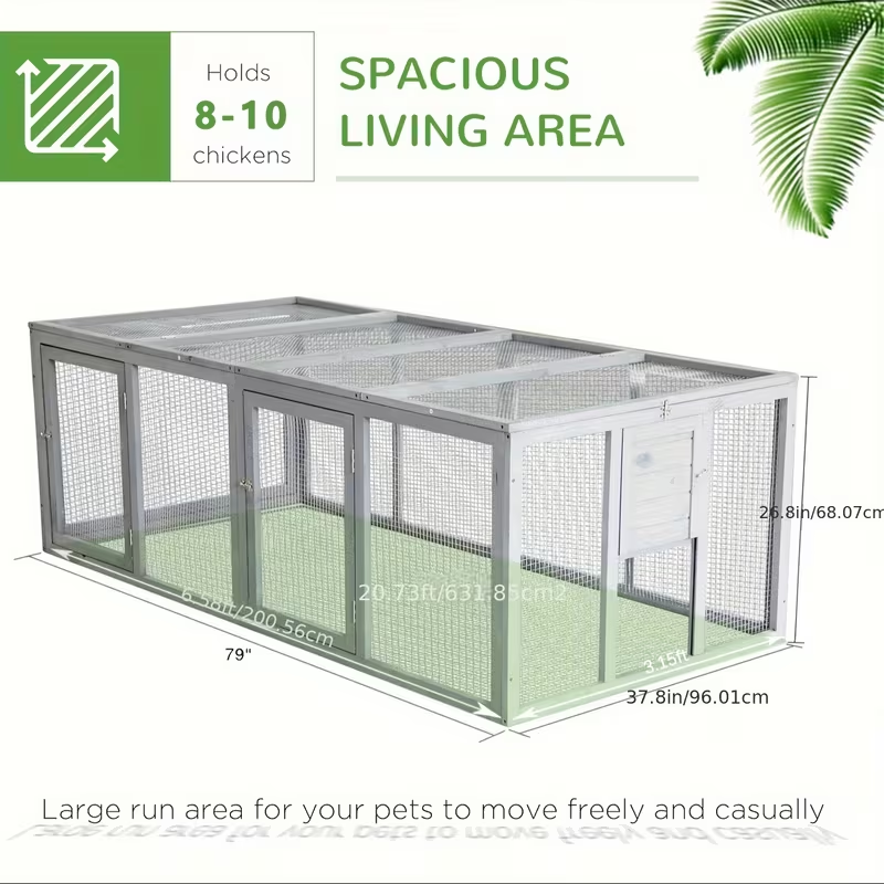 Wooden Chicken Coop with 2 Large Nesting Boxes for 4-6 Chickens | 59" Outdoor Hen House with Weatherproof PVC Roof, Ramps, Perches & Multiple Entrances