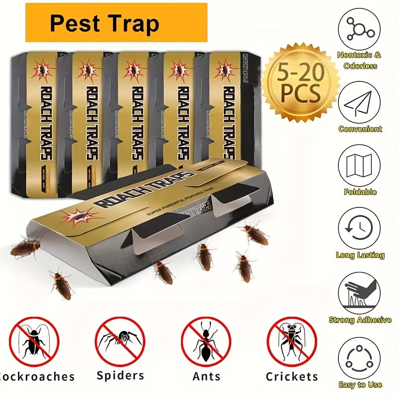 Cockroach Glue Traps Indoor – Roach Killer Sticky Trap Motel 10/20 Pack, Non-Toxic Roach Catcher for Kitchen Bathroom Basement