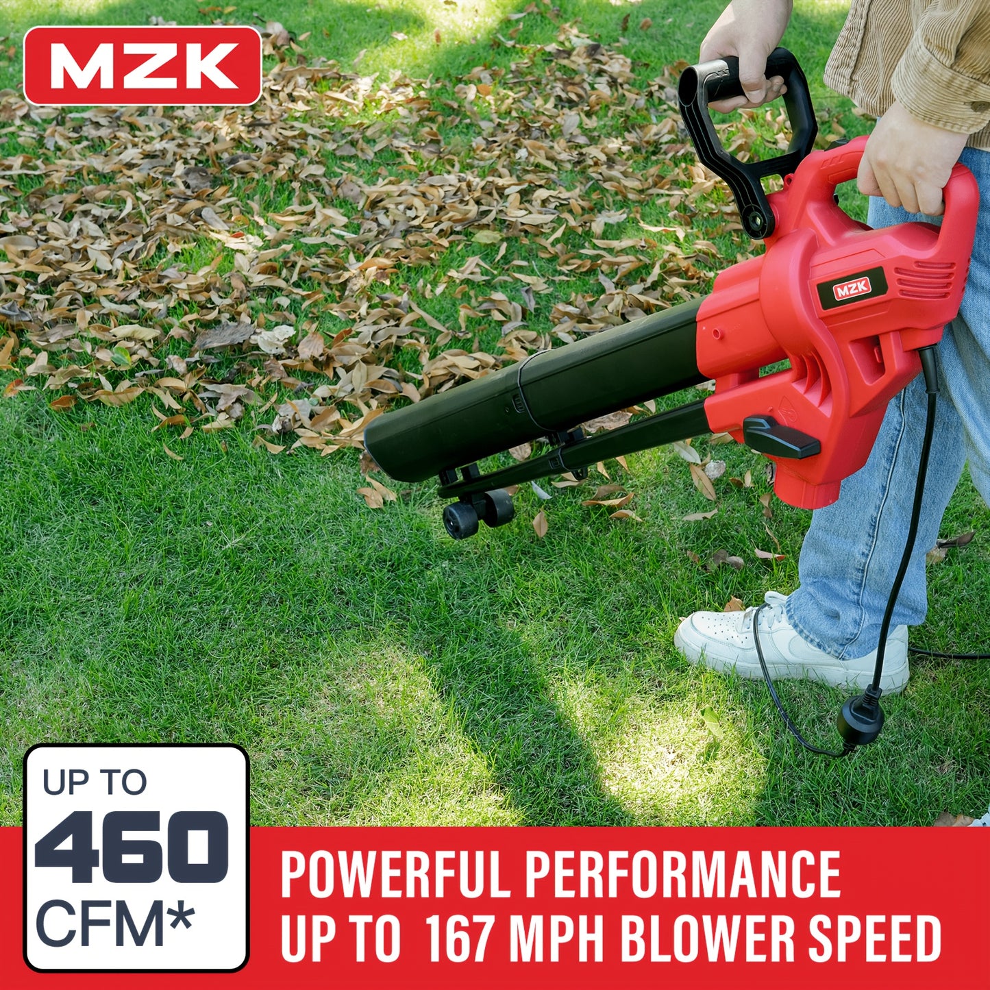 Leaf Blower Vacuum Mulcher 3-in-1 Electric Corded, 470CFM 180MPH Airflow, 13.21Gal Collection Bag, Lightweight Garden Blower Vac for Lawn Yard Driveway Patio Debris Cleanup