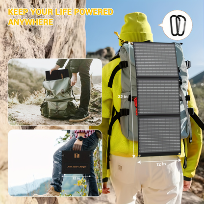 Portable Solar Panel Charger 30W 60W | Foldable Monocrystalline with 18V MC4, DC 12V, USB-A QC3.0 & USB-C PD 18W for Camping, RV, Power Station, Phone