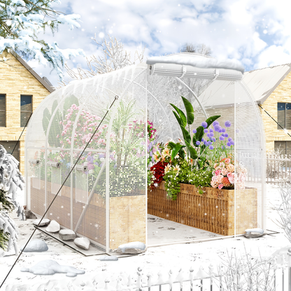 Outdoor Walk-In Greenhouse 10x6.6x6.6 FT – Dual Zippered Screen Doors, 6 Screen Windows & Reinforced Frame, Heavy-Duty Plastic Plant Warm House for Garden & Backyard, Green & White