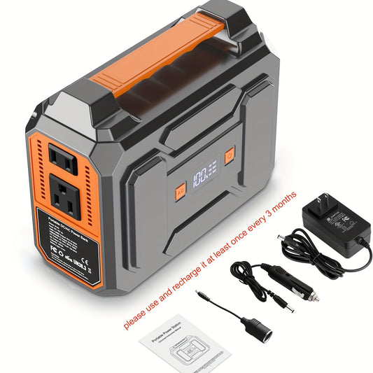 Portable Power Station Solar Generator 146Wh/300W | AC Outlet DC USB LED | Camping Emergency Backup Battery Pack Outdoor Charging