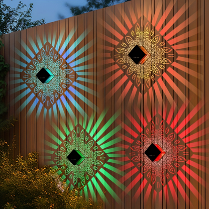Solar Fence Lights Outdoor - IP65 Waterproof Metal Step Wall Light for Garden Pillar Patio Courtyard Multicolor & Warm LED Decor