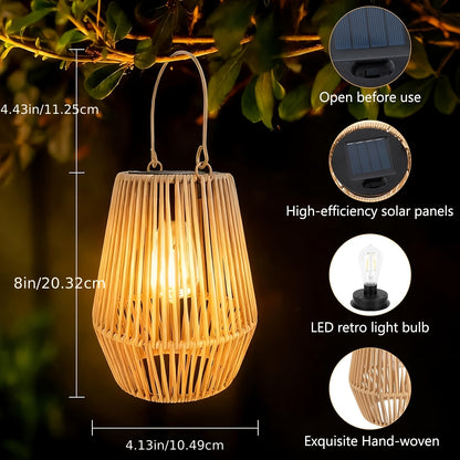Solar Bamboo Lights Bohemian Style Outdoor Hanging Decoration for Garden Patio Deck Porch Tree Lawn Halloween Christmas 1/2/4pcs