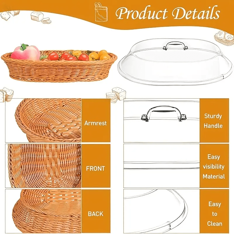 Bread Basket Woven | Fruit Dessert Snack Tray Kitchen Home Decor