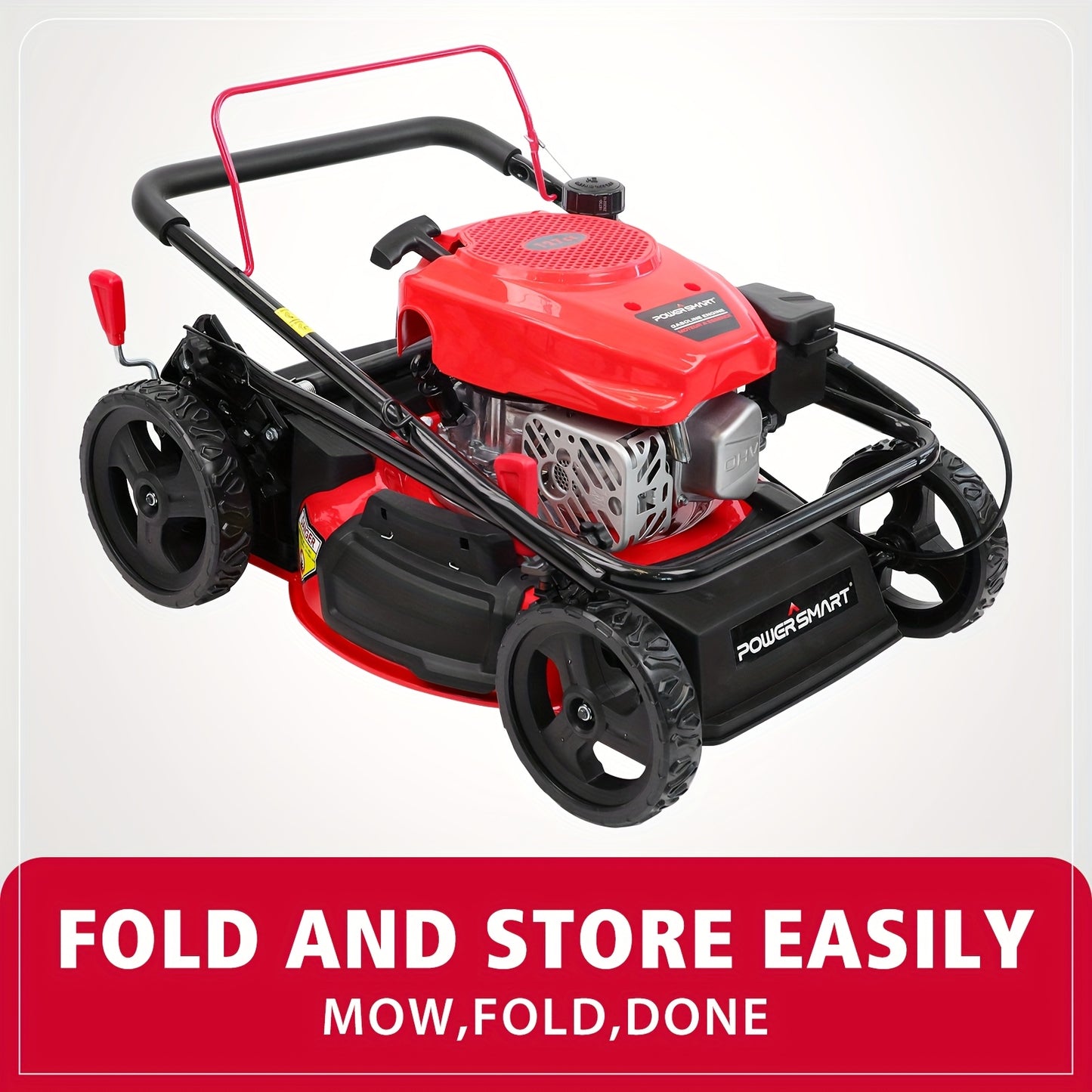 Gas Lawn Mower 18-Inch 140cc 4-Stroke Engine 3-in-1 Push Mower with Rear Bag Side Discharge Mulching 6-Position Height Adjustment Walk-Behind