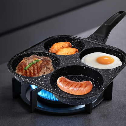 Non-Stick Frying Pan | Aluminum Egg Skillet with Wooden Handle | Breakfast Omelet Pancake Burger Pan for Home Kitchen Camping RV Dorm Cooking