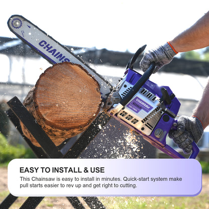 Heavy Duty Chainsaw | Gas Powered Forestry Wood Cutting Farm Yard
