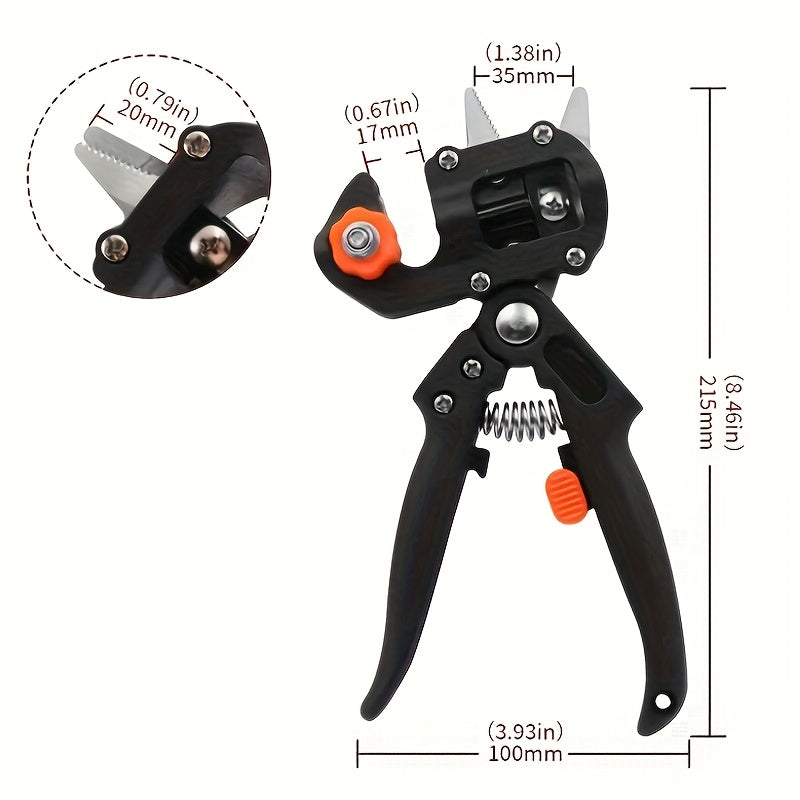 Garden Grafting Tool 2-in-1 with 2 Replacement Blades & Grafting Base, Professional Pruning Scissor Shear for Plant Branch, Vine & Fruit Tree Trimming and Grafting
