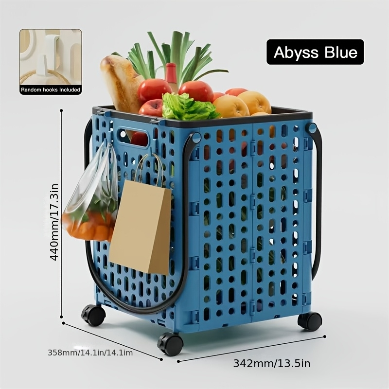 Foldable Shopping Cart with Wheels and Handle Large Capacity Portable Trolley for Grocery Camping Travel Laundry Beach Outdoor Home Lightweight Space Saving