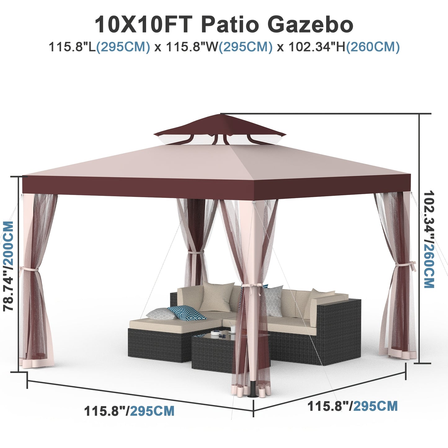 Gazebo with Mosquito Netting Steel Frame | Backyard Garden BBQ Party