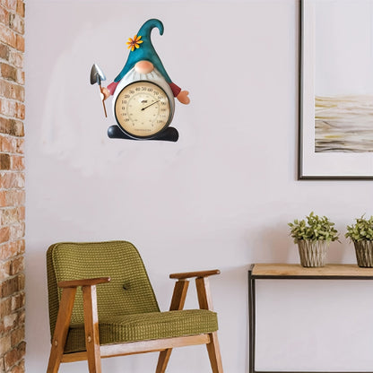 Outdoor Thermometer Metal Gnome | Wall Decor Patio Garden Indoor