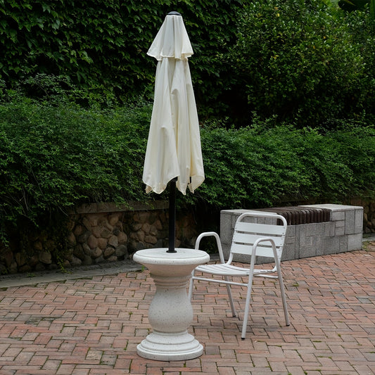 Outdoor Umbrella Side Table with Hole – Concrete Patio Table for Porch Poolside Picnic, Modern Durable Coffee Table