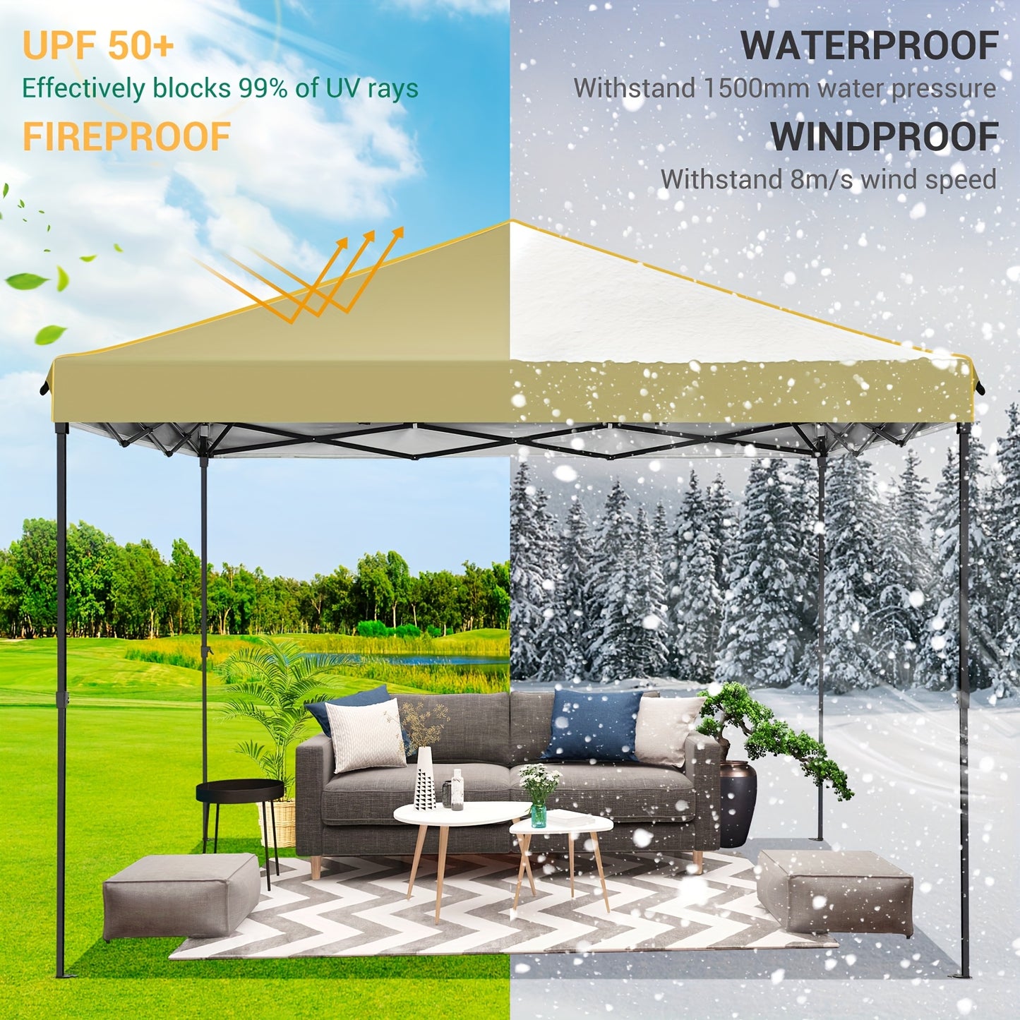 Pop Up Canopy Oxford UV Block Mesh Windows | Beach Camping Party Tent