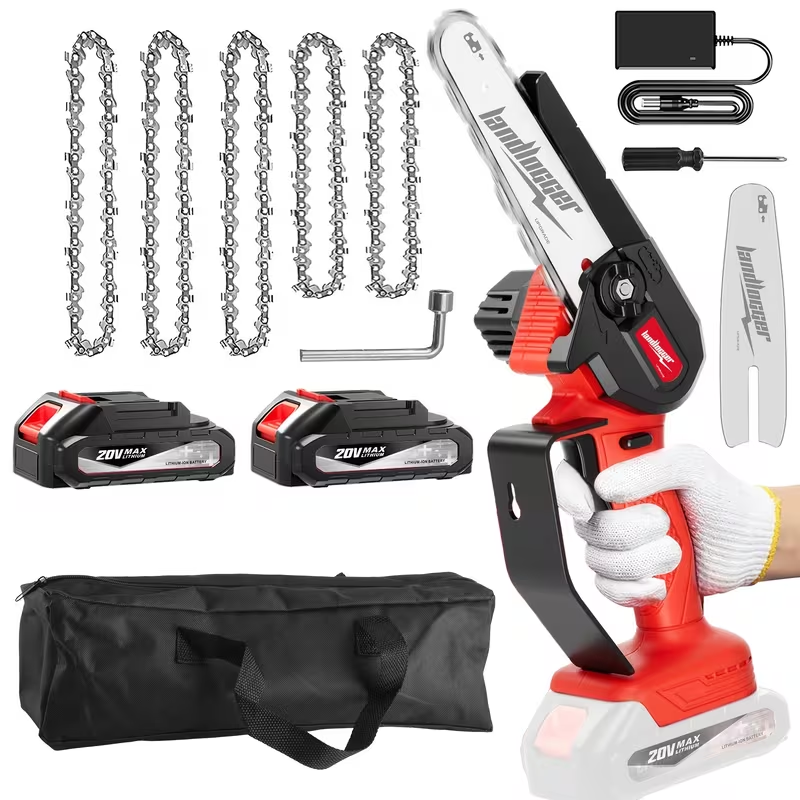 Mini Chainsaw Cordless 4 & 6 Inch Electric - Upgraded Portable Battery Chainsaw with Safety Lock, Splash-Proof Cover & Rechargeable Battery for Tree Pruning, Branch Cutting & Garden Use