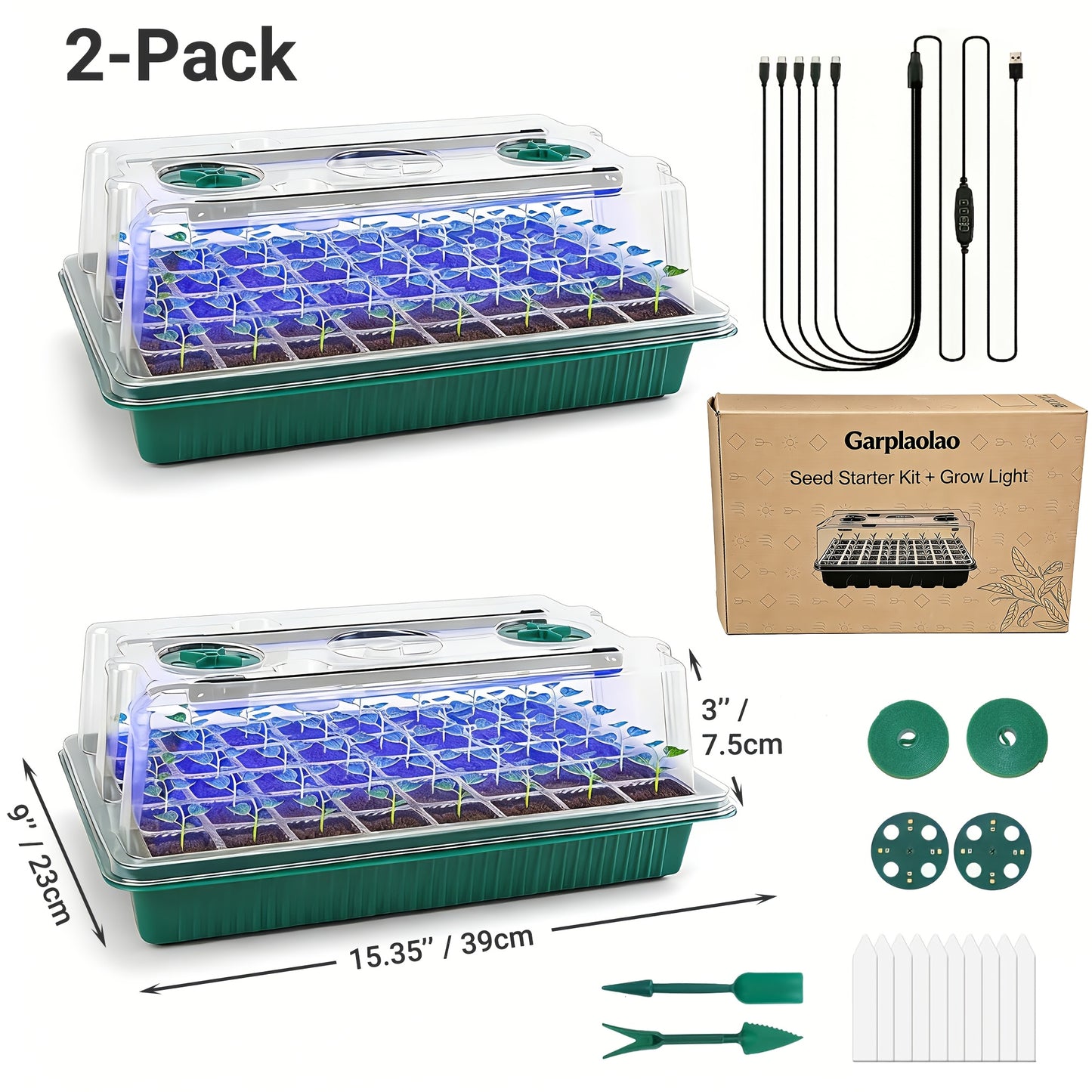 Seed Starting Kit LED Grow Light Timer | Indoor Seedling Tray Dome