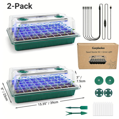 Seed Starting Kit LED Grow Light Timer | Indoor Seedling Tray Dome