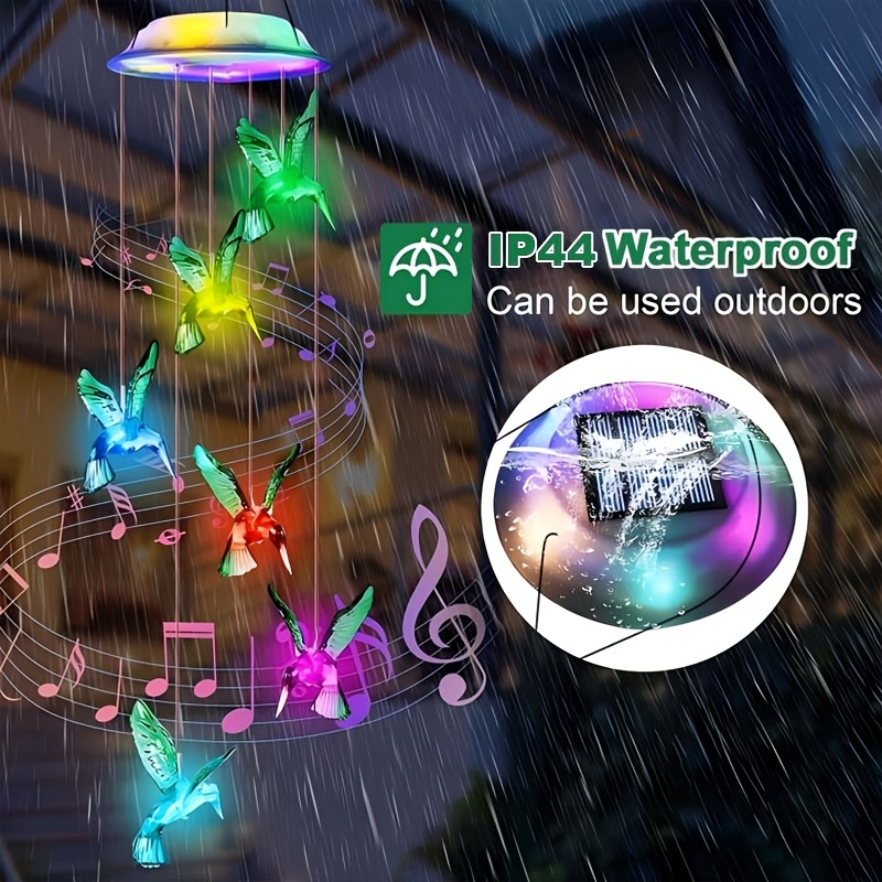 Solar Hummingbird Butterfly Pendant Light 6 LED Color