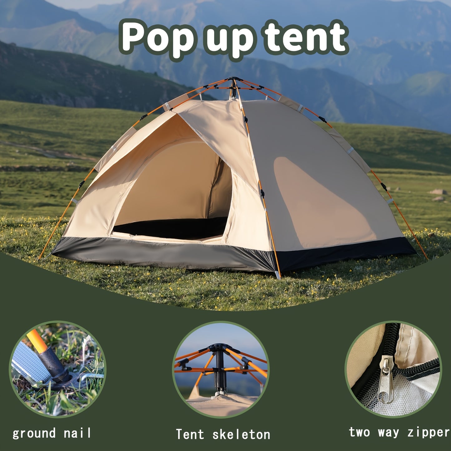 Outdoor Camping Tent 4 Person Automatic Pop Up Sun Protection Fishing