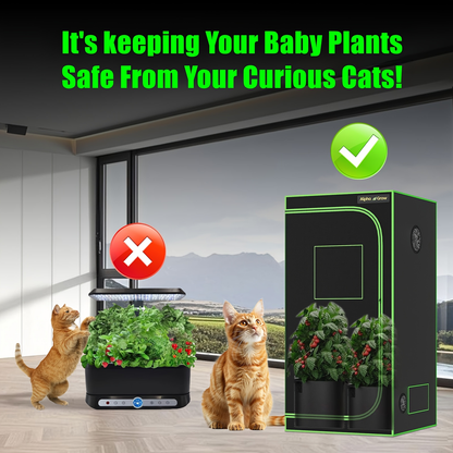 Indoor Grow Tent 1680D Lightproof with Viewing Window, Floor Tray & No-Tool Assembly, Hydroponic Setup for Seedling & Vertical Flowering, Multiple Sizes 2x2 to 4x4ft