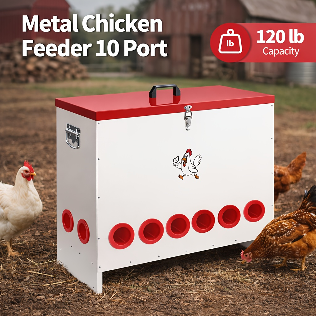 Gravity Chicken Feeder Stainless Steel 6 or 10 Port Rat-Proof