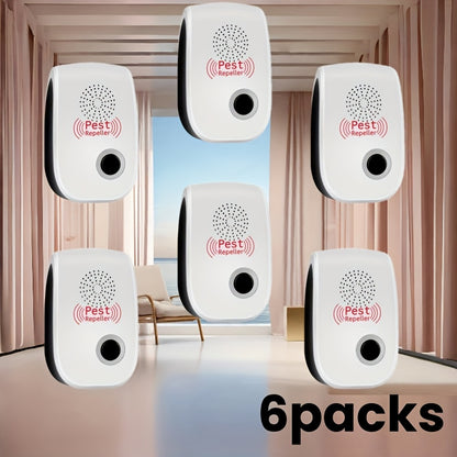 Electronic Rodent Repellent 6 Pack, Auto Frequency Ultrasonic Mouse Repellent Plug In, Indoor Pest Control Device for Home Kitchen Office Warehouse, Upgraded Soundwave Rat Deterrent