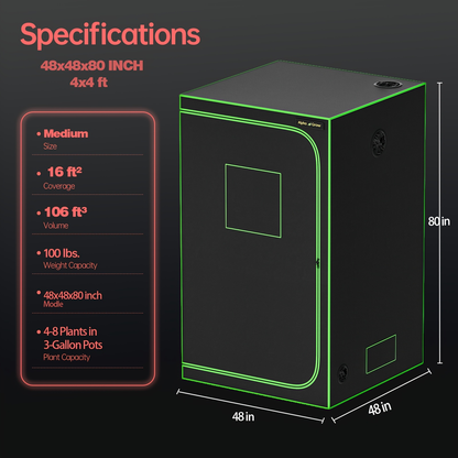 Grow Tent 1680D Thickened Mylar with Observation Window & Floor Tray | Pro-Grade Indoor Hydroponic Growing | 2x2 3x3 4x4 ft Multiple Size Options