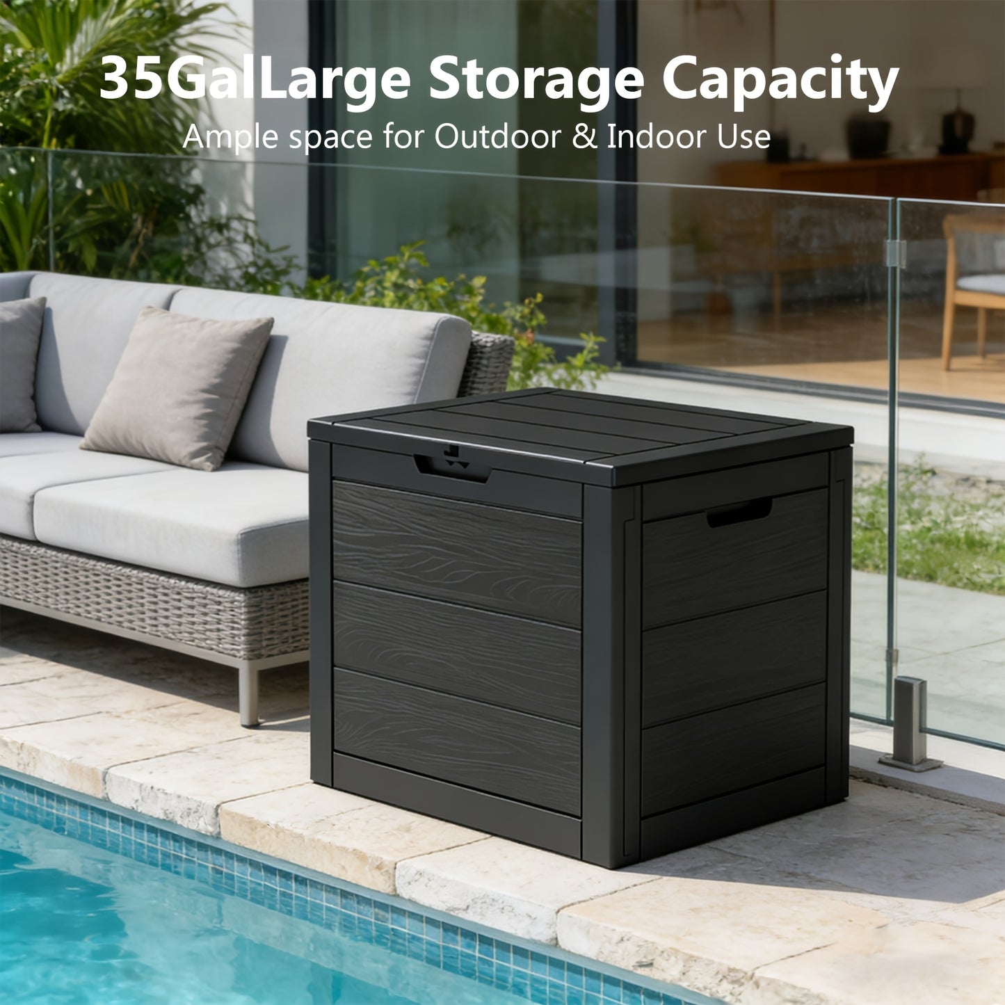 Deck Box Resin Lockable UV Waterproof | Patio Garden Toy Tool Storage