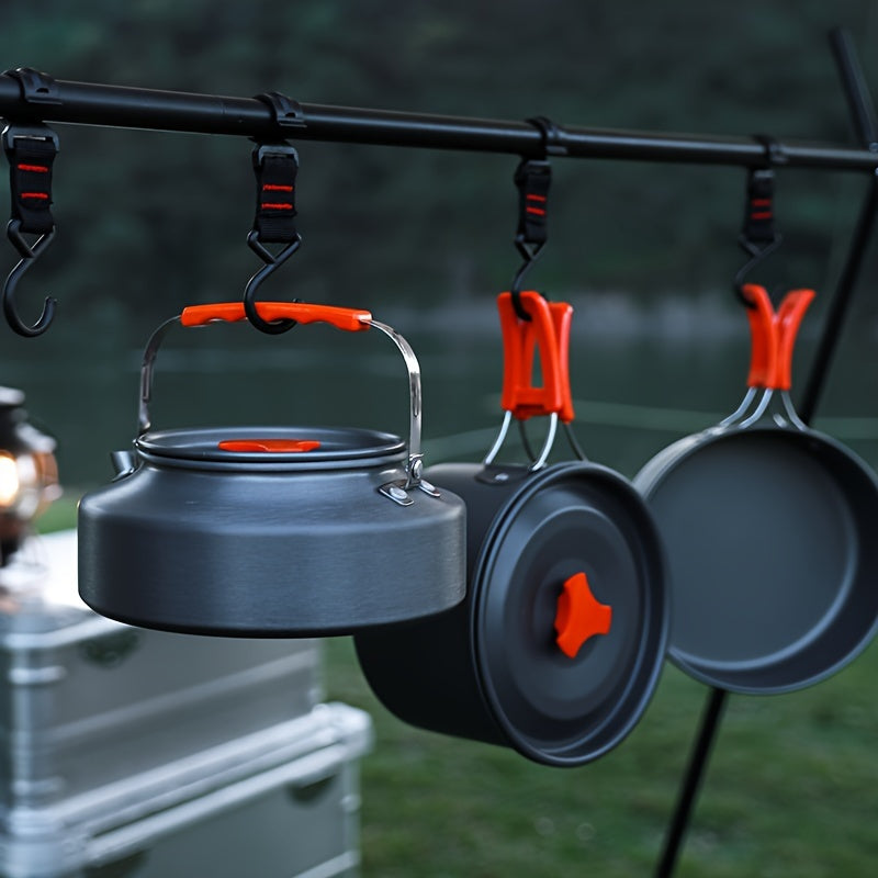 Outdoor Camping Cookware Set | Portable Aluminum Alloy Cooking Pot Pan Kettle Kit | Lightweight Backpacking Hiking Travel Picnic BBQ Gear for Family Camp Kitchen