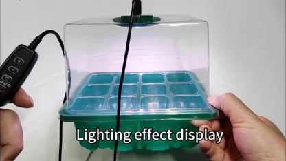 Seed Starting Kit LED Grow Light Timer | Indoor Seedling Tray Dome
