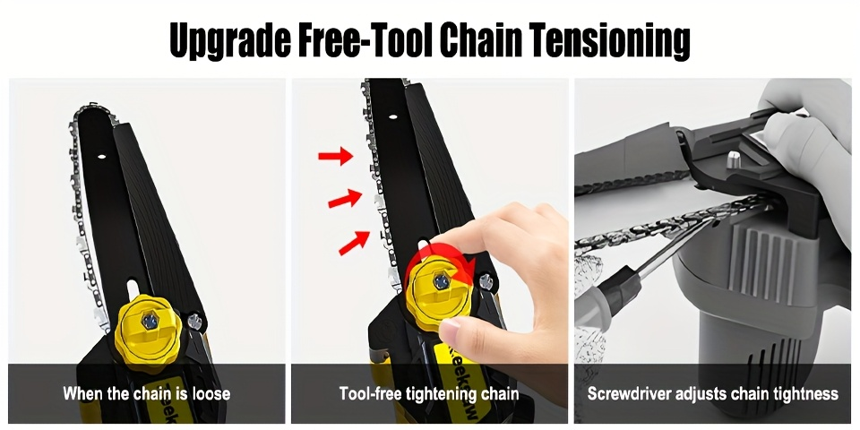 Cordless Mini Chainsaw 8 Inch with 2x2.0Ah Batteries & Charger – Auto Oiler, Chain Tensioning, 26ft/s Speed for Tree Branches & Yard Work