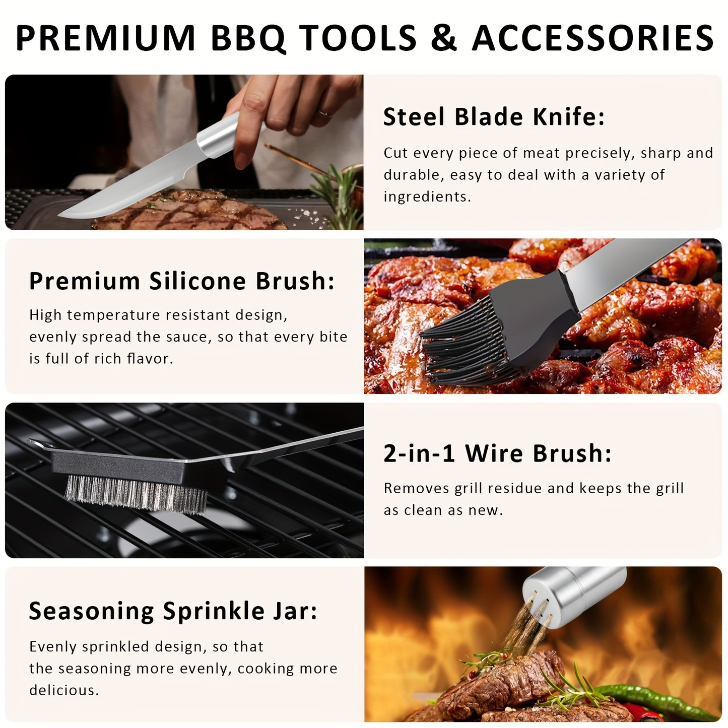 BBQ Grill Accessories Set 15/24PC – Stainless Steel Barbecue Tools Kit for Outdoor & Camping